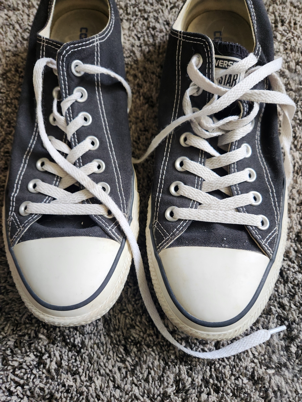 Converse Mens Low-Top Canvas Sneakers - Black with White Accents